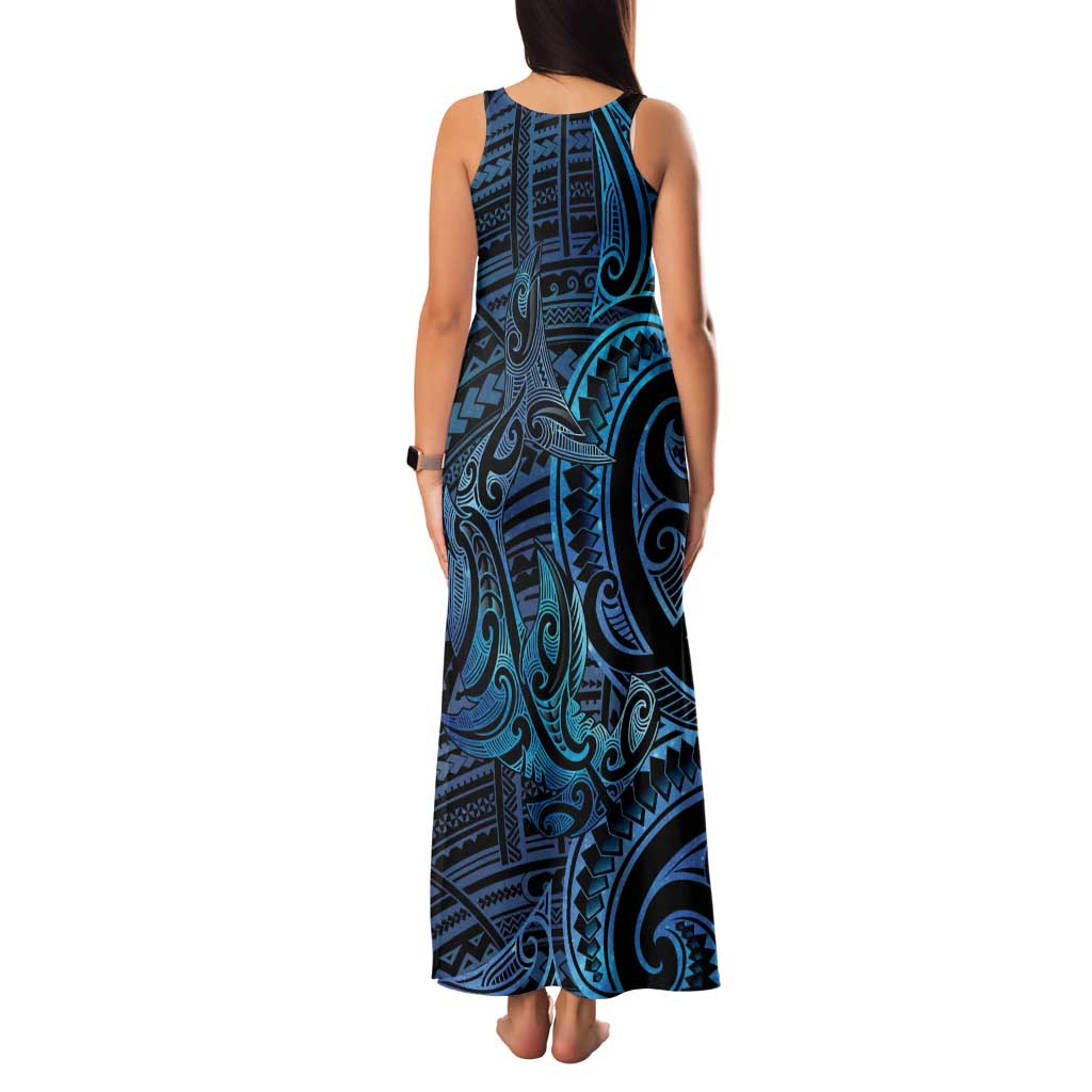 New Zealand Hammerhead Shark Family Matching Tank Maxi Dress and Hawaiian Shirt Maori Haehae Mangopare Galaxy LT14 - Polynesian Pride