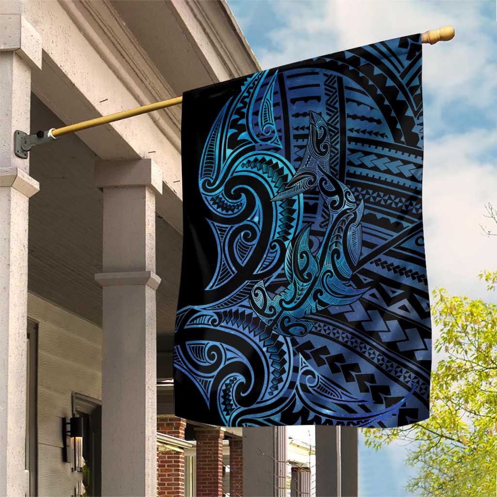 New Zealand Hammerhead Shark Garden Flag Maori Haehae Mangopare Galaxy - Polynesian Pride