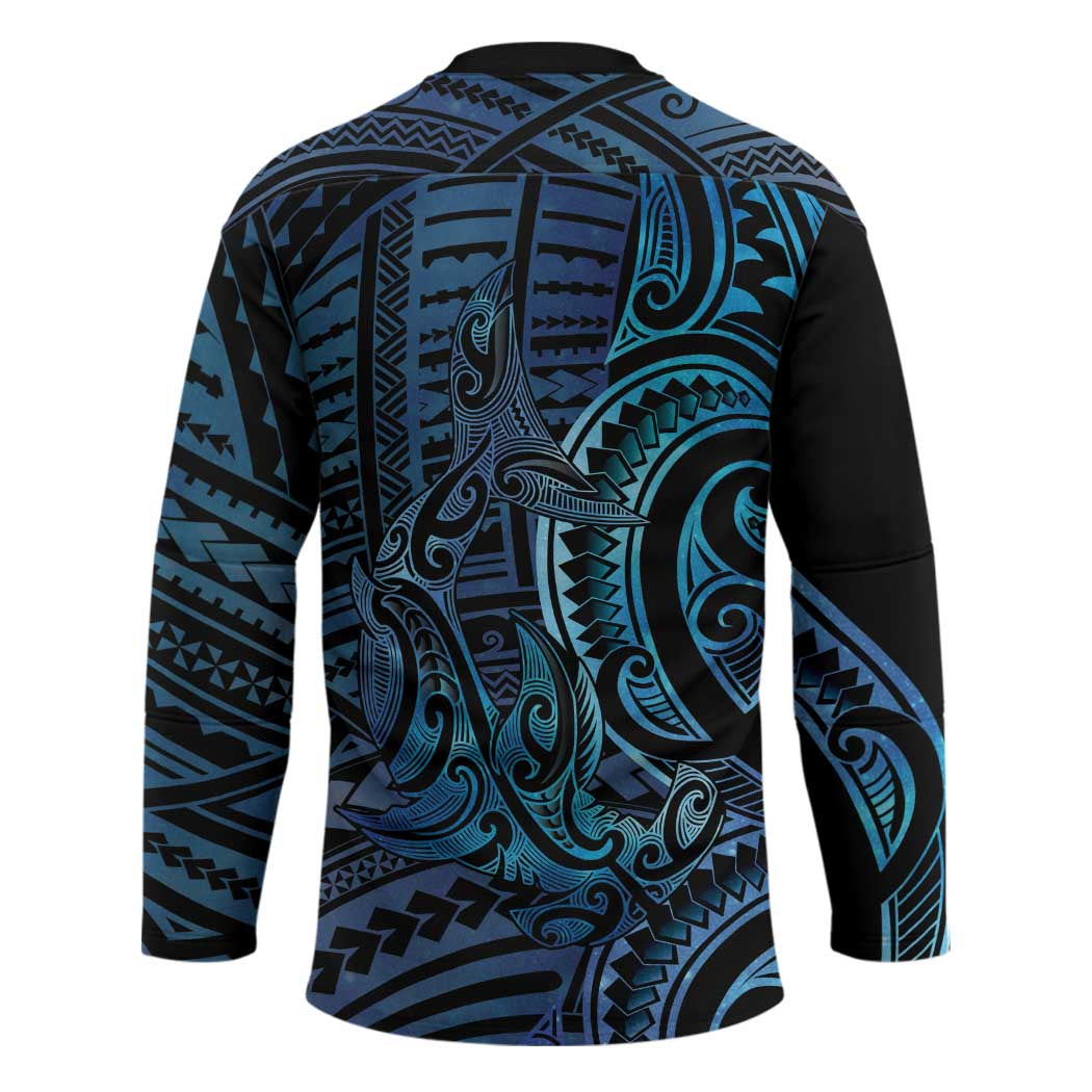 New Zealand Hammerhead Shark Hockey Jersey Maori Haehae Mangopare Galaxy - Polynesian Pride