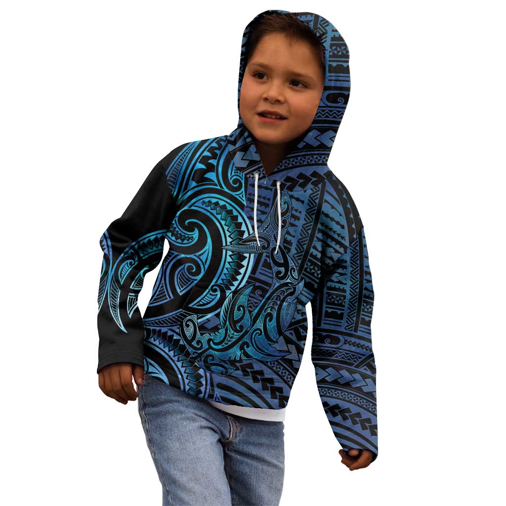 New Zealand Hammerhead Shark Kid Hoodie Maori Haehae Mangopare Galaxy - Polynesian Pride