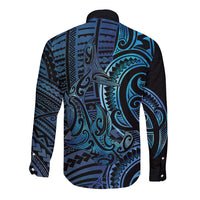 New Zealand Hammerhead Shark Long Sleeve Button Shirt Maori Haehae Mangopare Galaxy - Polynesian Pride