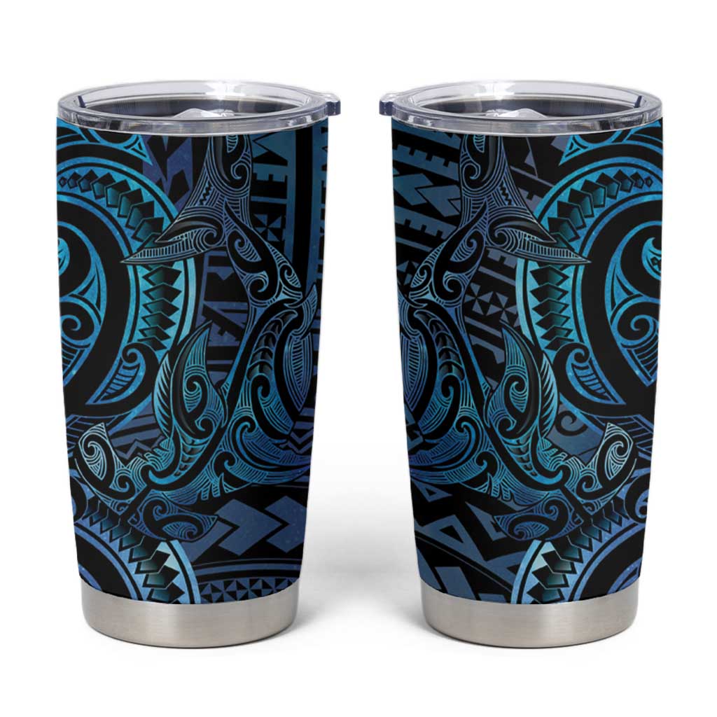 New Zealand Hammerhead Shark Tumbler Cup Maori Haehae Mangopare Galaxy - Polynesian Pride