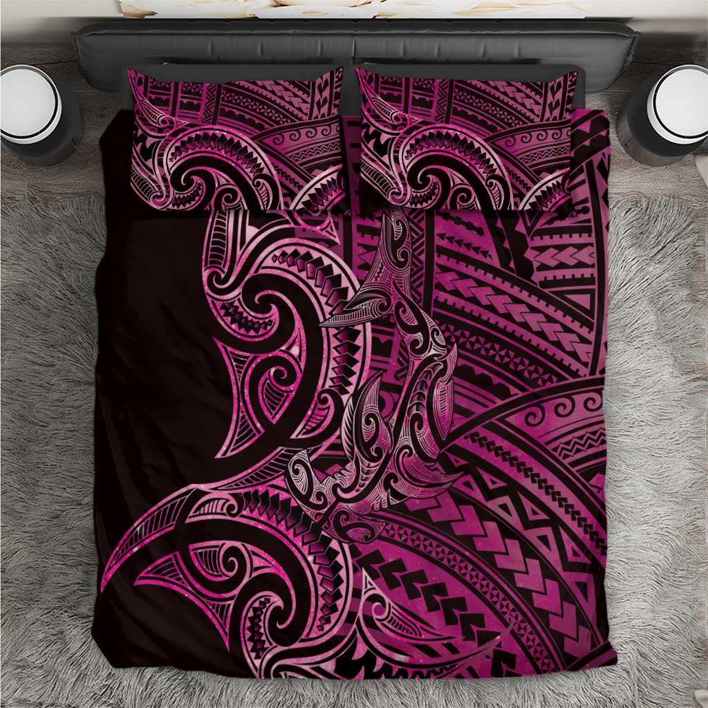 New Zealand Hammerhead Shark Bedding Set Maori Haehae Mangopare Pink - Polynesian Pride