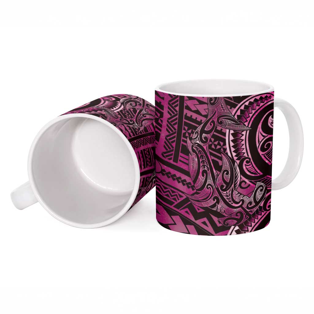 New Zealand Hammerhead Shark Ceramic Mug Maori Haehae Mangopare Pink - Polynesian Pride