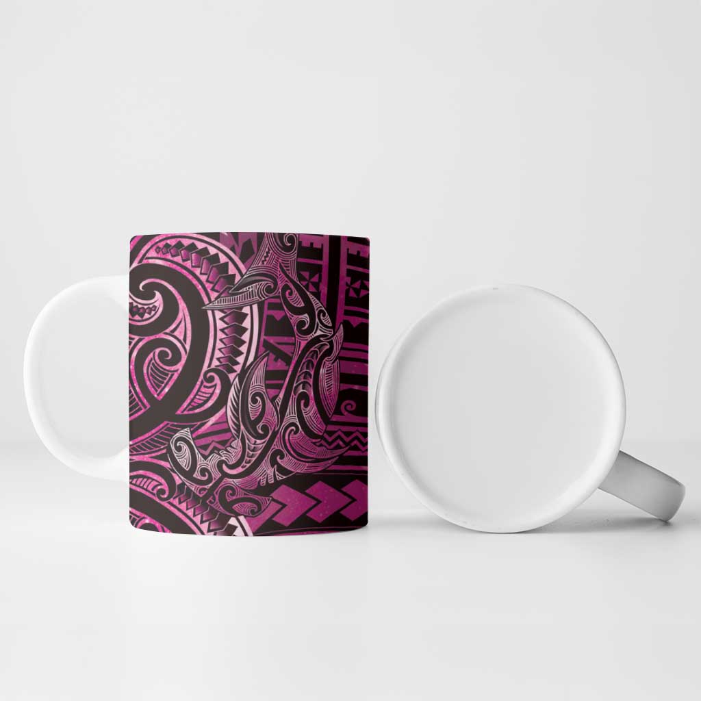 New Zealand Hammerhead Shark Ceramic Mug Maori Haehae Mangopare Pink - Polynesian Pride