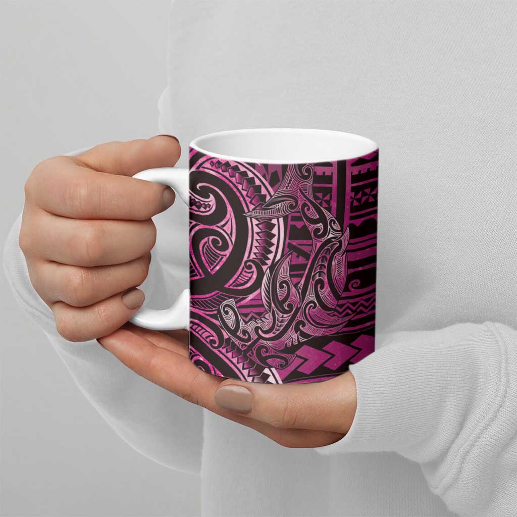 New Zealand Hammerhead Shark Ceramic Mug Maori Haehae Mangopare Pink - Polynesian Pride