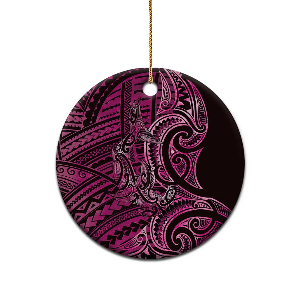 New Zealand Hammerhead Shark Ceramic Ornament Maori Haehae Mangopare Pink - Polynesian Pride