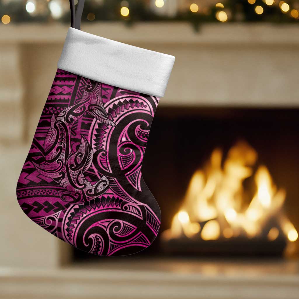 New Zealand Hammerhead Shark Christmas Stocking Maori Haehae Mangopare Pink - Polynesian Pride