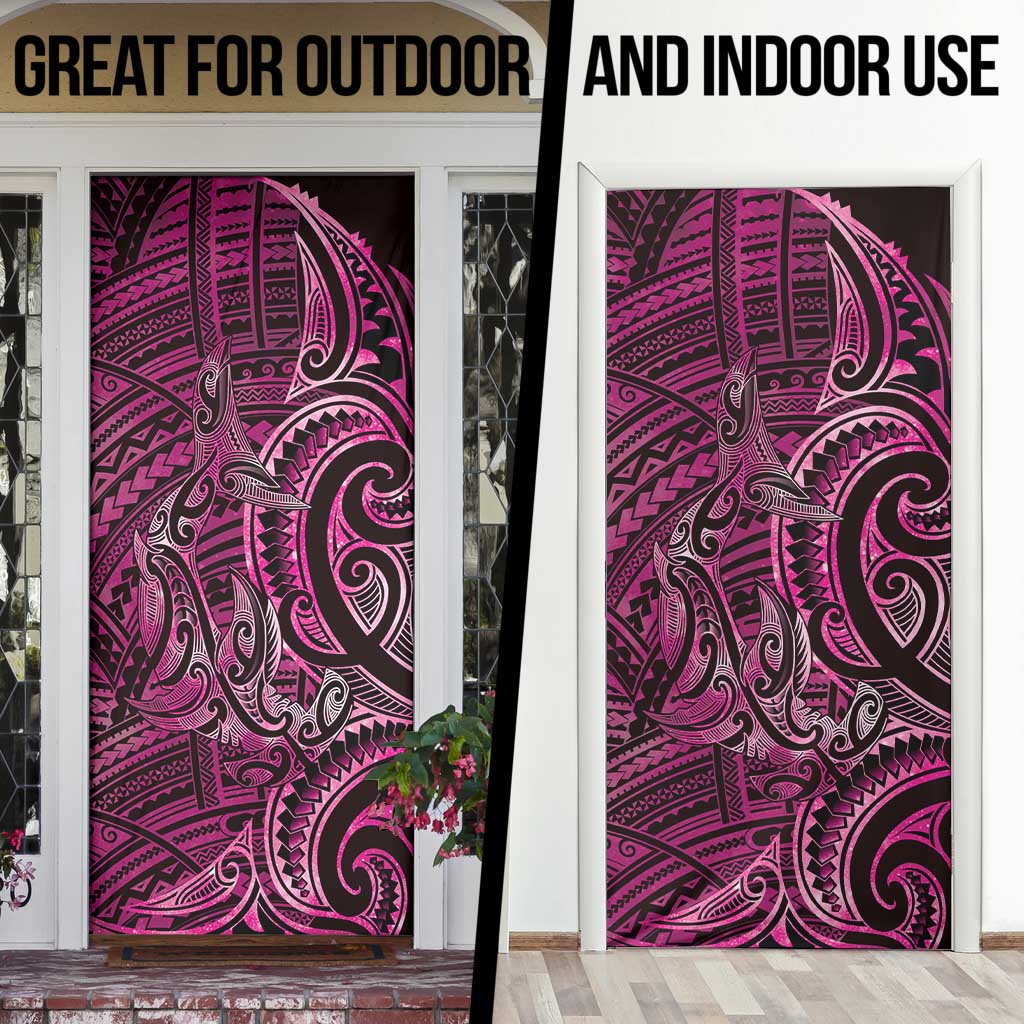 New Zealand Hammerhead Shark Door Cover Maori Haehae Mangopare Pink - Polynesian Pride