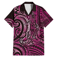 New Zealand Hammerhead Shark Family Matching Mermaid Dress and Hawaiian Shirt Maori Haehae Mangopare Pink LT14 Dad's Shirt - Short Sleeve Pink - Polynesian Pride