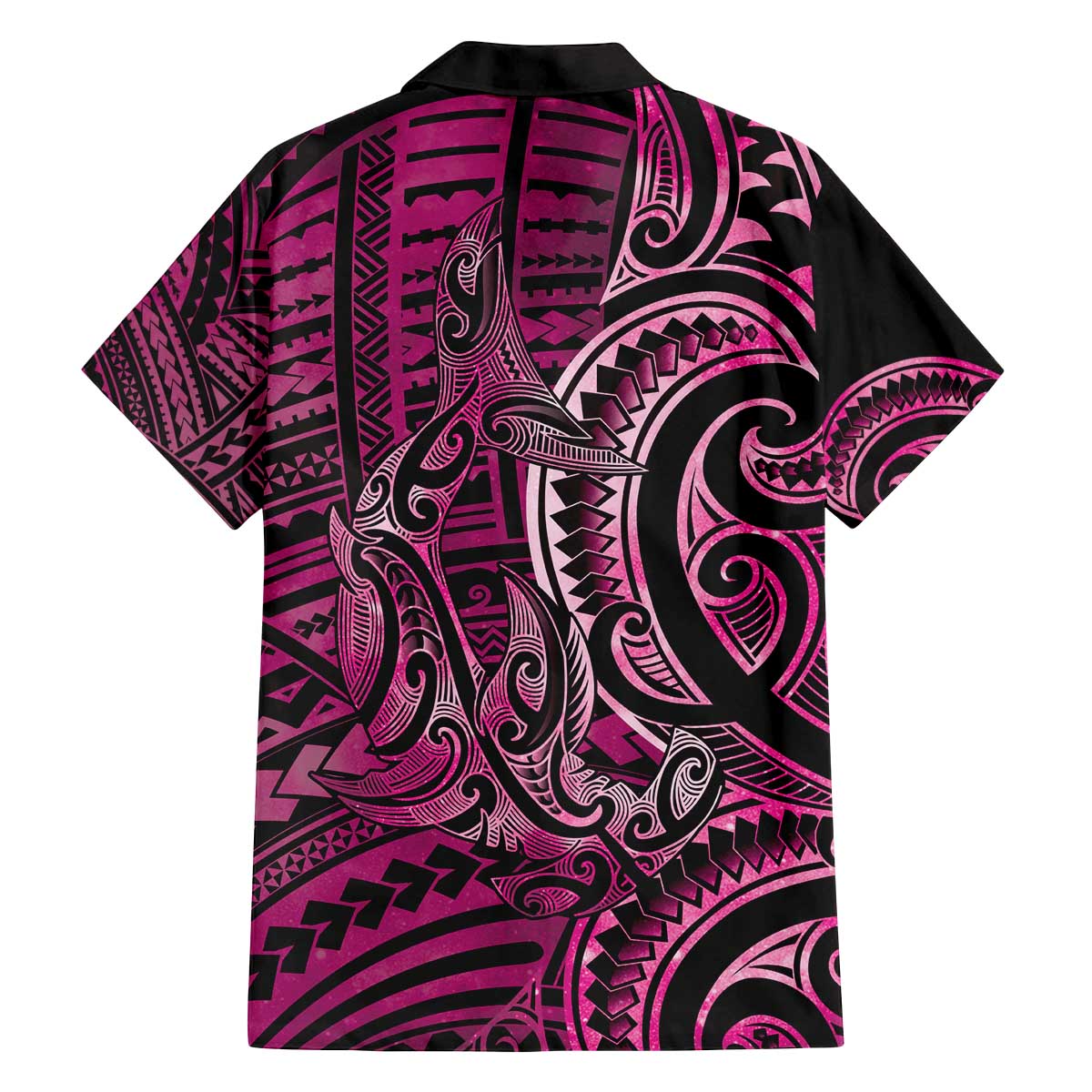 New Zealand Hammerhead Shark Family Matching Off The Shoulder Long Sleeve Dress and Hawaiian Shirt Maori Haehae Mangopare Pink LT14 - Polynesian Pride