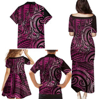 New Zealand Hammerhead Shark Family Matching Puletasi and Hawaiian Shirt Maori Haehae Mangopare Pink LT14 - Polynesian Pride