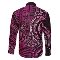 New Zealand Hammerhead Shark Family Matching Short Sleeve Bodycon Dress and Hawaiian Shirt Maori Haehae Mangopare Pink LT14 - Polynesian Pride