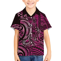 New Zealand Hammerhead Shark Family Matching Summer Maxi Dress and Hawaiian Shirt Maori Haehae Mangopare Pink LT14 Son's Shirt Pink - Polynesian Pride