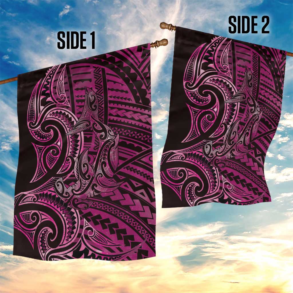 New Zealand Hammerhead Shark Garden Flag Maori Haehae Mangopare Pink - Polynesian Pride