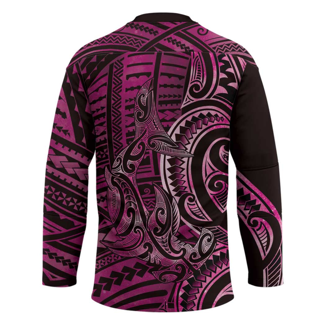 New Zealand Hammerhead Shark Hockey Jersey Maori Haehae Mangopare Pink - Polynesian Pride