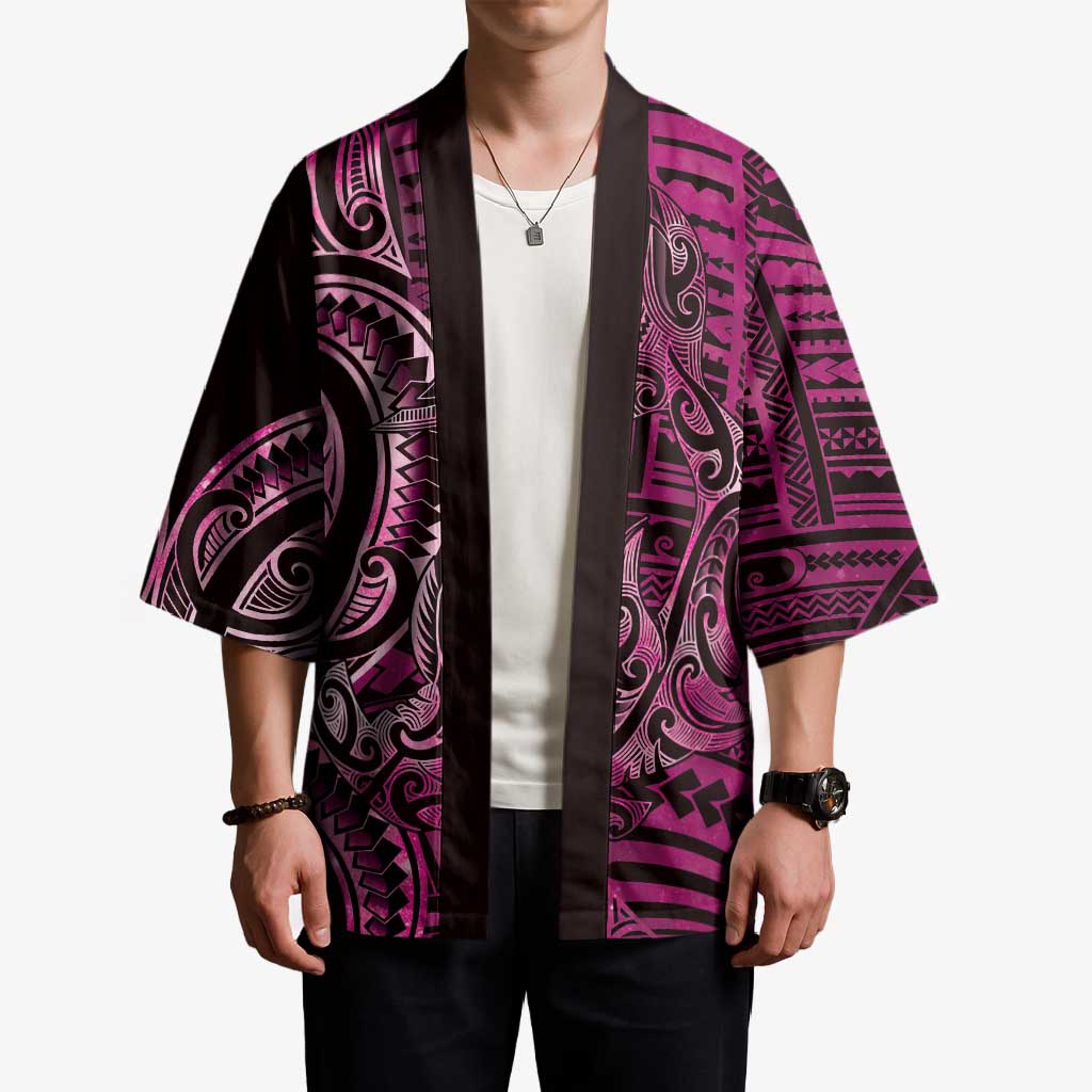 New Zealand Hammerhead Shark Kimono Maori Haehae Mangopare Pink - Polynesian Pride