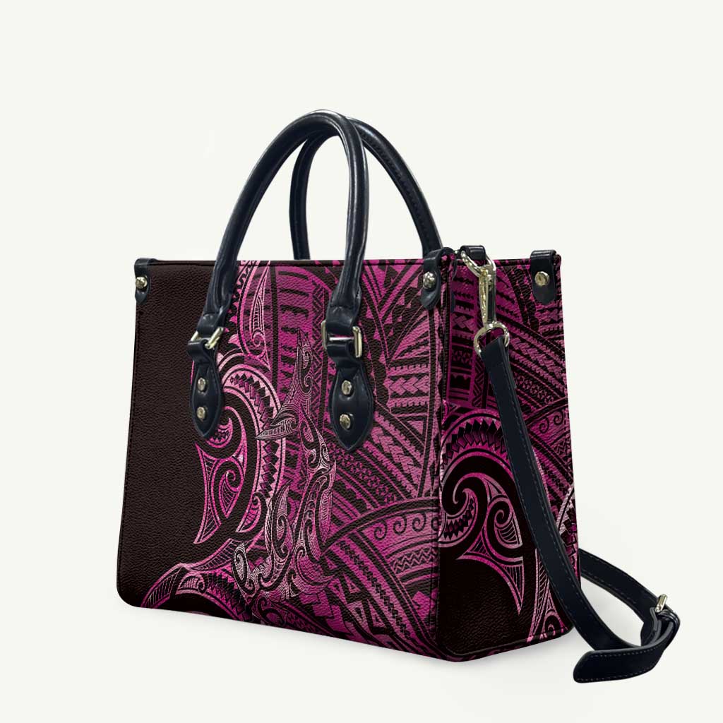 New Zealand Hammerhead Shark Leather Bag Maori Haehae Mangopare Pink - Polynesian Pride