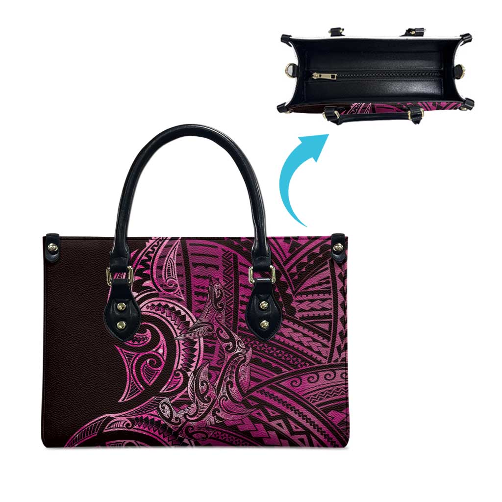 New Zealand Hammerhead Shark Leather Bag Maori Haehae Mangopare Pink - Polynesian Pride