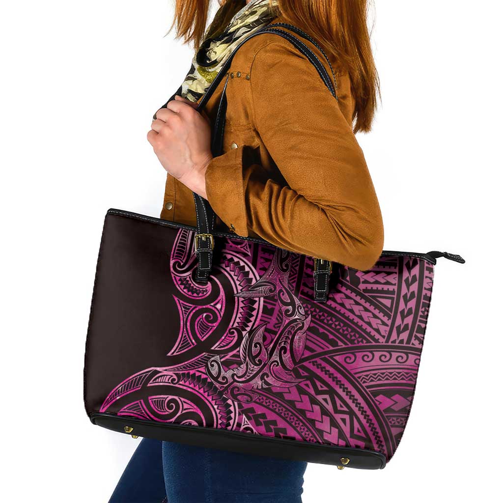New Zealand Hammerhead Shark Leather Tote Bag Maori Haehae Mangopare Pink - Polynesian Pride