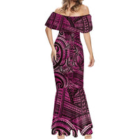 New Zealand Hammerhead Shark Mermaid Dress Maori Haehae Mangopare Pink - Polynesian Pride
