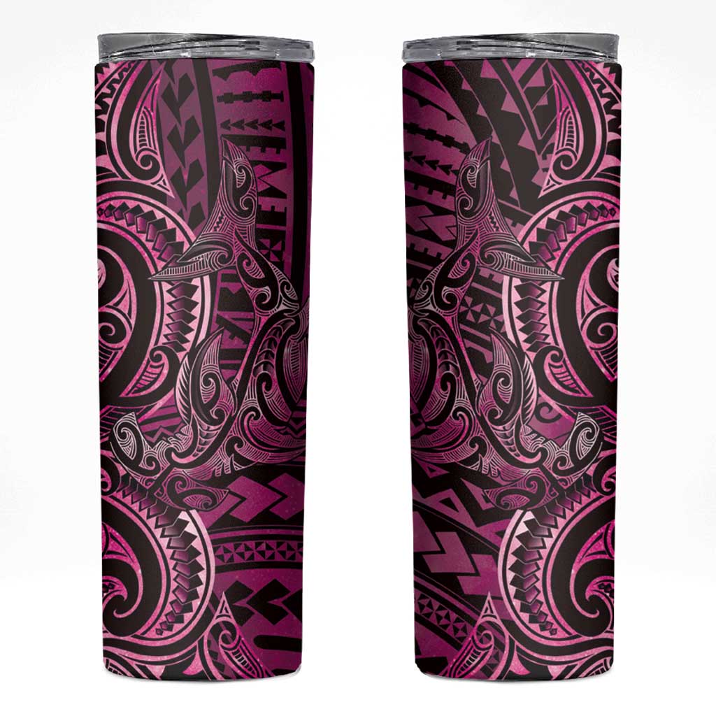 New Zealand Hammerhead Shark Skinny Tumbler Maori Haehae Mangopare Pink LT14 Pink - Polynesian Pride