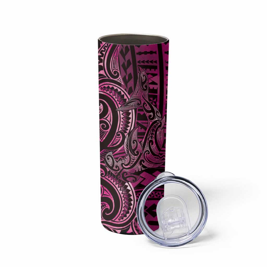 New Zealand Hammerhead Shark Skinny Tumbler Maori Haehae Mangopare Pink LT14 - Polynesian Pride