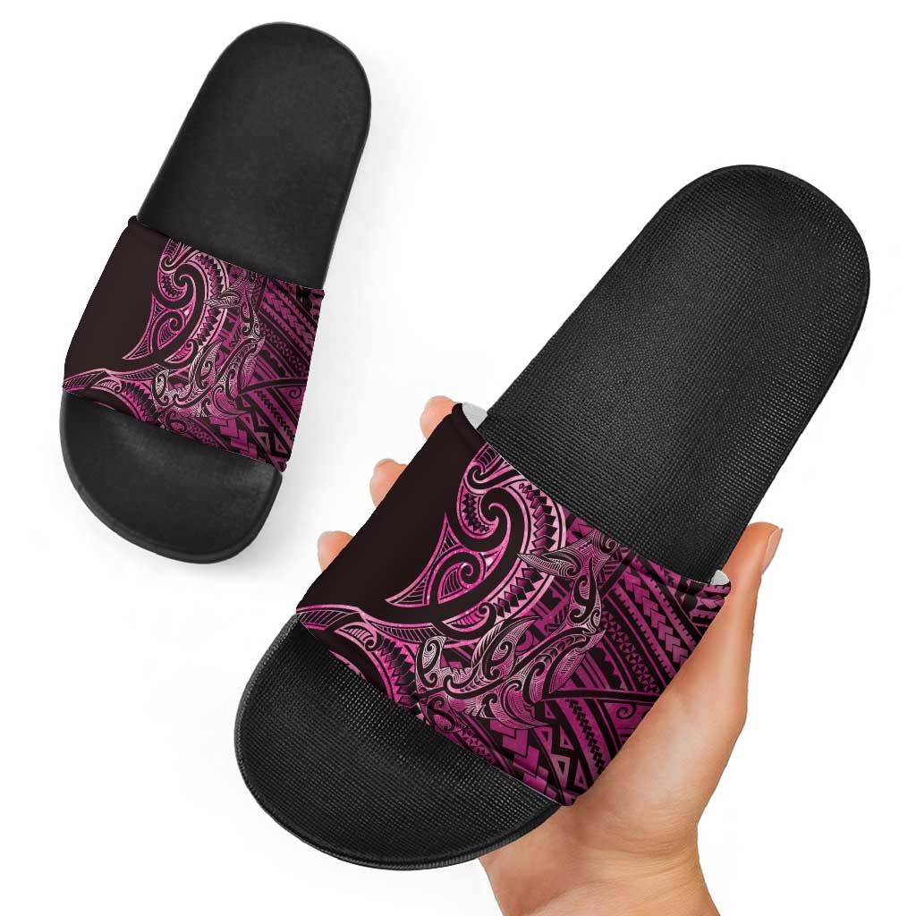 New Zealand Hammerhead Shark Slide Sandals Maori Haehae Mangopare Pink - Polynesian Pride