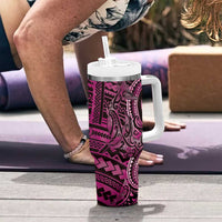 New Zealand Hammerhead Shark Tumbler With Handle Maori Haehae Mangopare Pink - Polynesian Pride