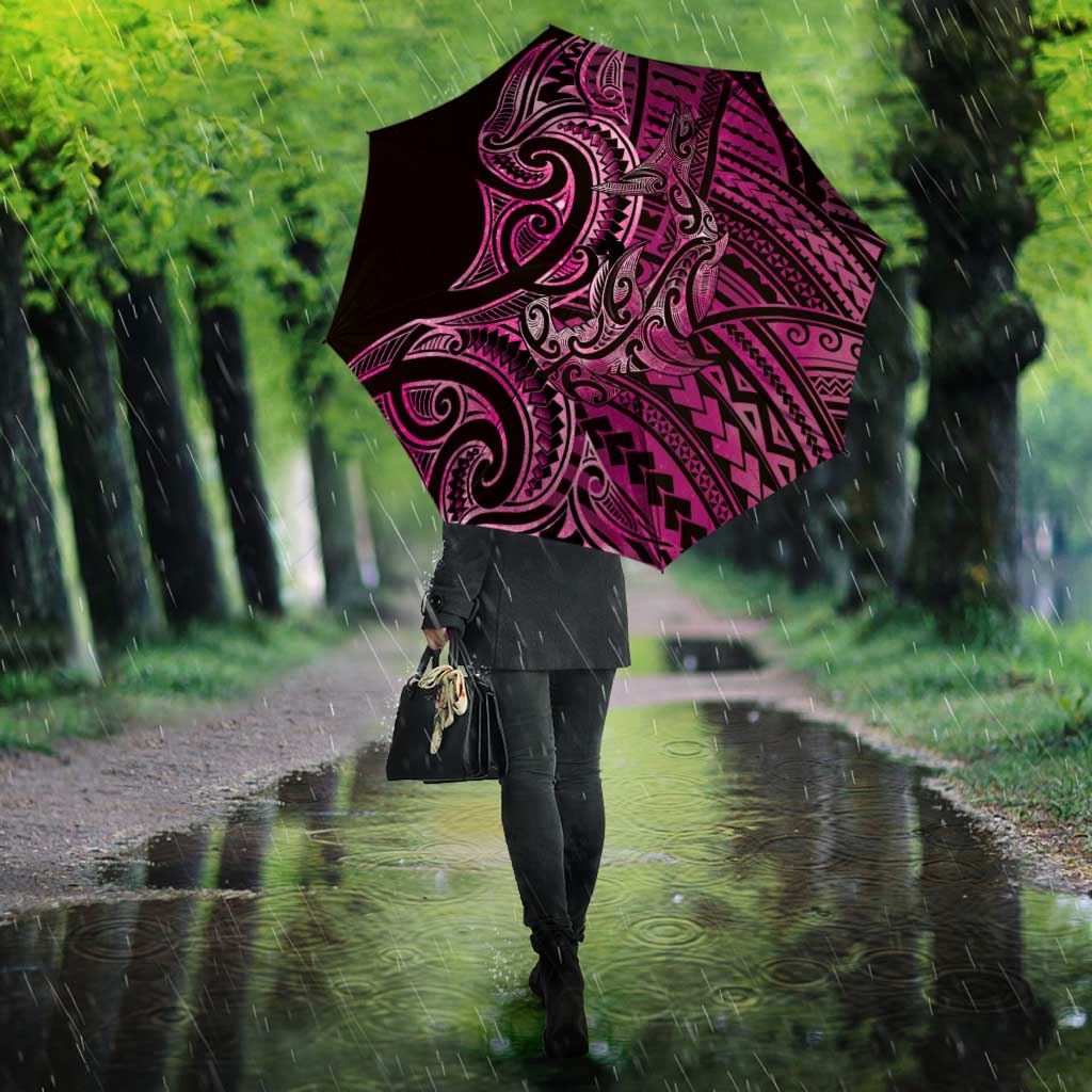 New Zealand Hammerhead Shark Umbrella Maori Haehae Mangopare Pink - Polynesian Pride
