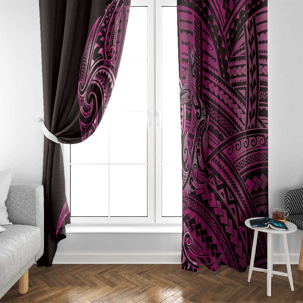 New Zealand Hammerhead Shark Window Curtain Maori Haehae Mangopare Pink - Polynesian Pride