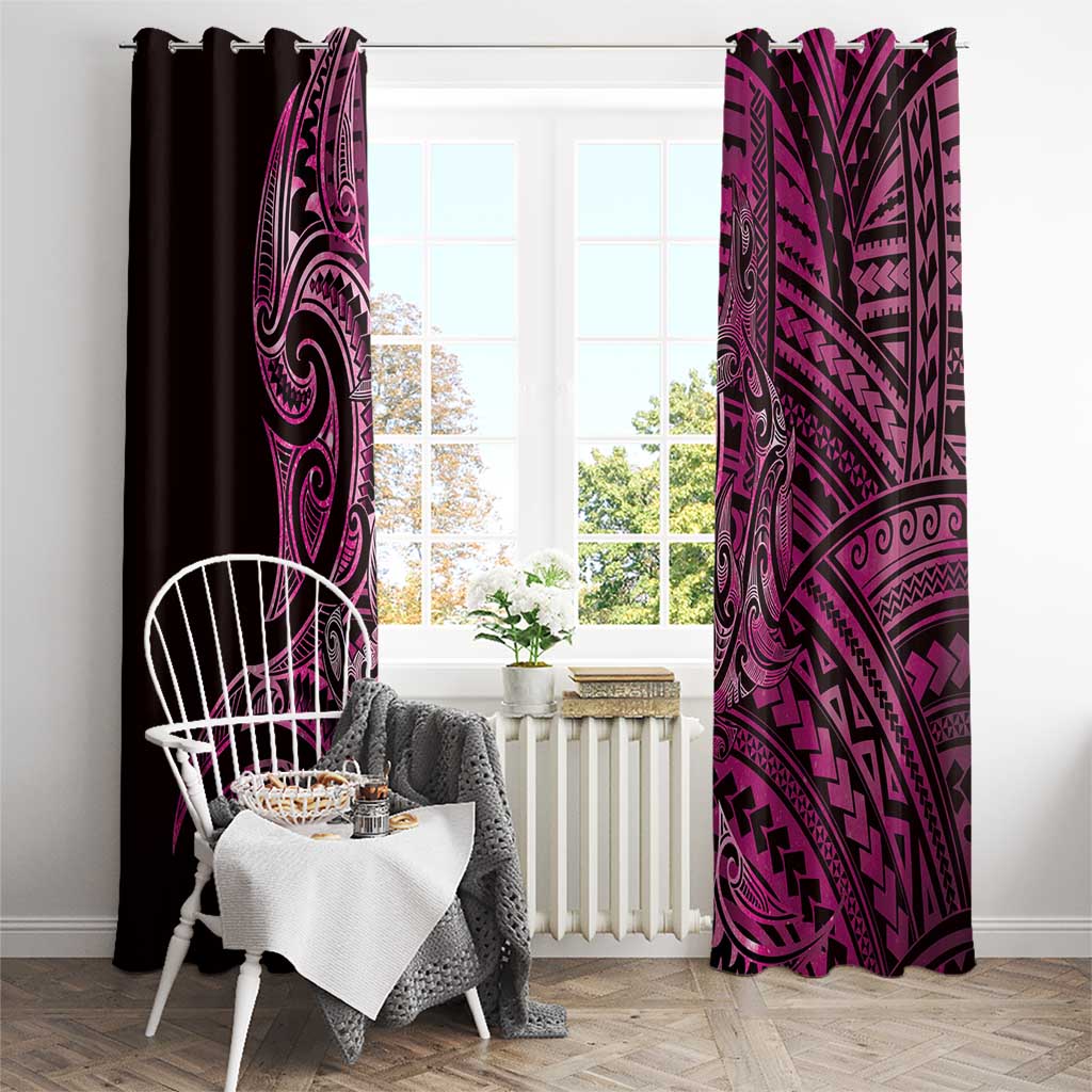 New Zealand Hammerhead Shark Window Curtain Maori Haehae Mangopare Pink - Polynesian Pride