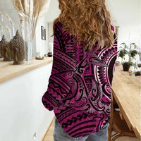 New Zealand Hammerhead Shark Women Casual Shirt Maori Haehae Mangopare Pink LT14 - Polynesian Pride