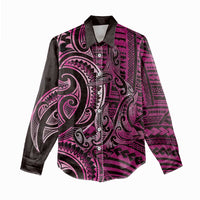 New Zealand Hammerhead Shark Women Casual Shirt Maori Haehae Mangopare Pink LT14 - Polynesian Pride