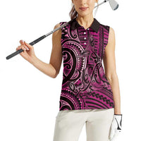 New Zealand Hammerhead Shark Women Sleeveless Polo Shirt Maori Haehae Mangopare Pink LT14 - Polynesian Pride