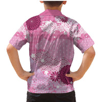 Pink Palaka Japanese Patterns Family Matching Mermaid Dress and Hawaiian Shirt Asanoha Seigaiha Sakura Motif LT14 - Polynesian Pride