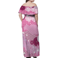 Pink Palaka Japanese Patterns Family Matching Off Shoulder Maxi Dress and Hawaiian Shirt Asanoha Seigaiha Sakura Motif LT14 - Polynesian Pride