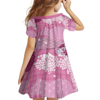 Pink Palaka Japanese Patterns Family Matching Short Sleeve Bodycon Dress and Hawaiian Shirt Asanoha Seigaiha Sakura Motif LT14 - Polynesian Pride
