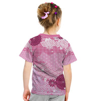 Pink Palaka Japanese Patterns Kid T Shirt Asanoha Seigaiha Sakura Motif LT14 - Polynesian Pride
