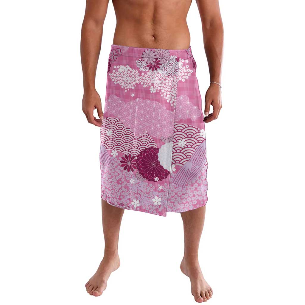 Pink Palaka Japanese Patterns Lavalava Asanoha Seigaiha Sakura Motif LT14 Pink - Polynesian Pride