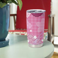 Pink Palaka Japanese Patterns Tumbler Cup Asanoha Seigaiha Sakura Motif LT14 - Polynesian Pride