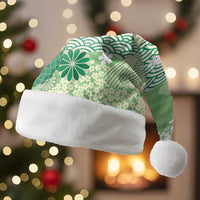 Green Palaka Japanese Patterns Christmas Santa Hat Asanoha Seigaiha Sakura Motif LT14 Without Fur Green - Polynesian Pride