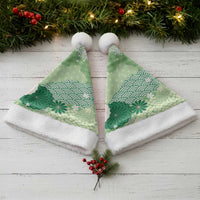Green Palaka Japanese Patterns Christmas Santa Hat Asanoha Seigaiha Sakura Motif LT14 - Polynesian Pride