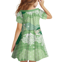Green Palaka Japanese Patterns Family Matching Off Shoulder Maxi Dress and Hawaiian Shirt Asanoha Seigaiha Sakura Motif LT14 - Polynesian Pride
