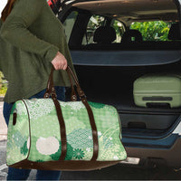 Green Palaka Japanese Patterns Travel Bag Asanoha Seigaiha Sakura Motif LT14 - Polynesian Pride
