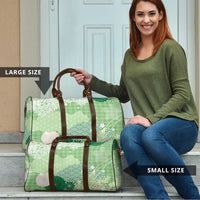Green Palaka Japanese Patterns Travel Bag Asanoha Seigaiha Sakura Motif LT14 - Polynesian Pride