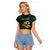 Personalised Solomon Islands Western Province Day Raglan Cropped T Shirt Sea Turtle Mix Polynesian Hibiscus Pattern LT14 Female Green - Polynesian Pride