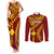 Personalised Fiji Rotuma Couples Matching Tank Maxi Dress and Long Sleeve Button Shirt Fijian Tapa Pattern LT14 Maroon - Polynesian Pride