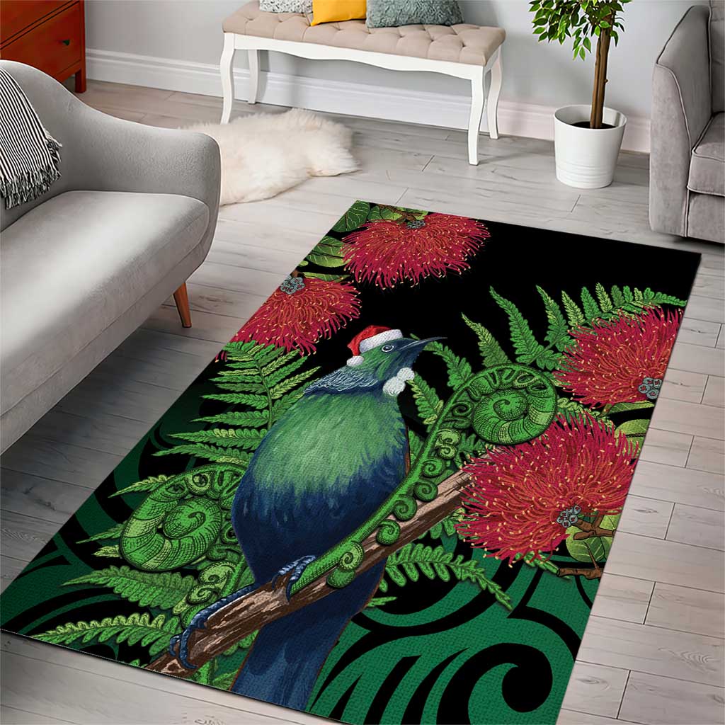 New Zealand Tui Bird Christmas Area Rug Maori Fern Mix Pohotukawa LT14 - Polynesian Pride