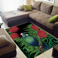 New Zealand Tui Bird Christmas Area Rug Maori Fern Mix Pohotukawa LT14 - Polynesian Pride